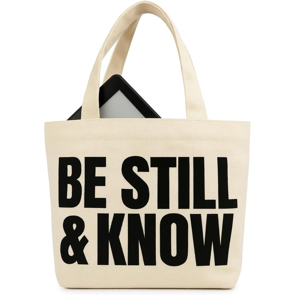 TriluckyDeco Small Bible Tote Bag front view showcasing scripture print