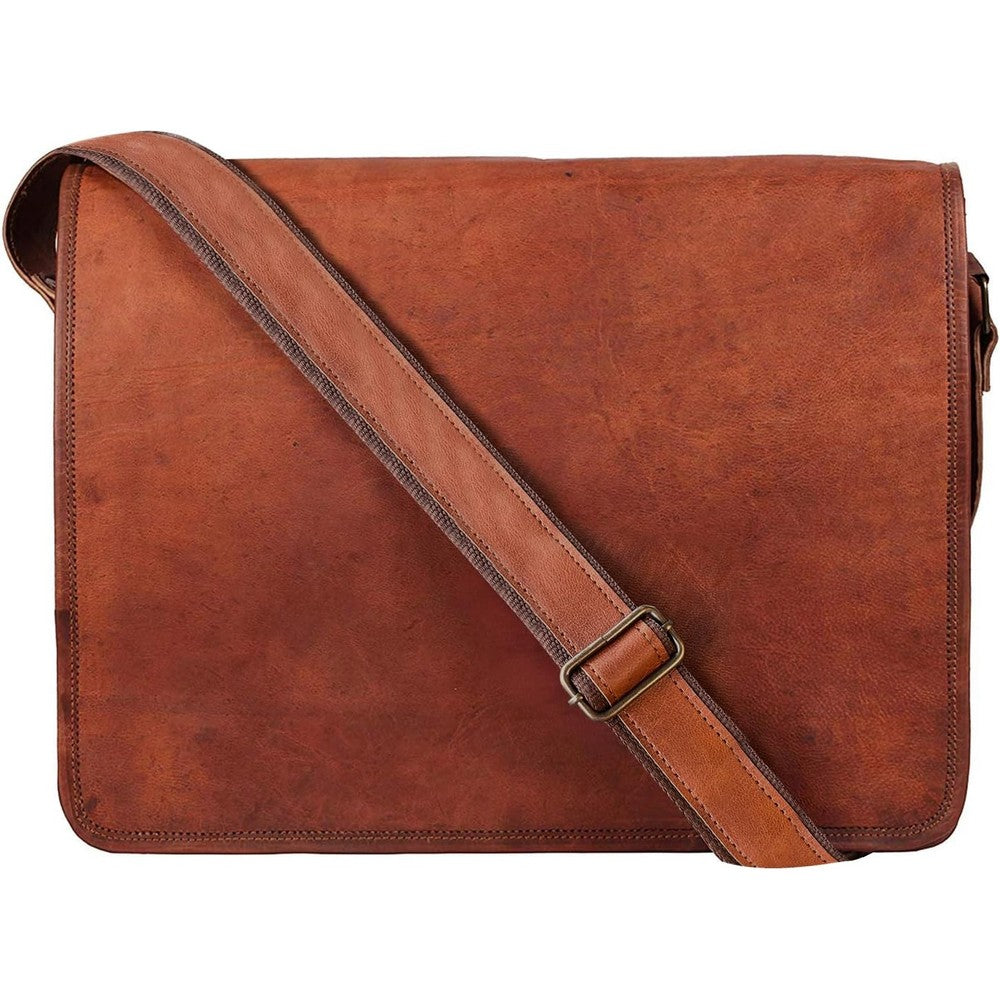 Rustic Town 11-inch Vintage Leather Crossbody iPad Messenger Bag front view
