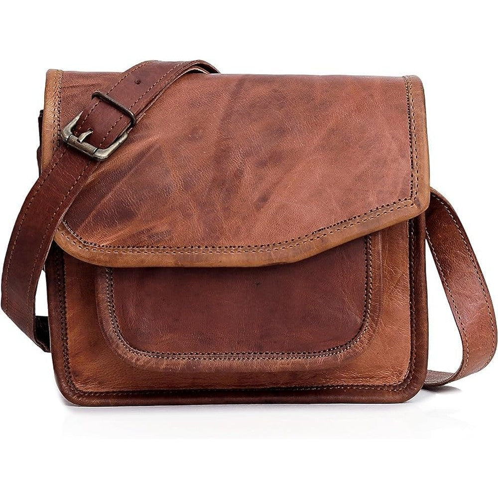Cuero Genuine Leather iPad Tablet Messenger Bag Front View