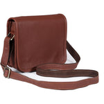 Cuero Leather Satchel Crossbody Sling Bag front view with vintage tan brown finish