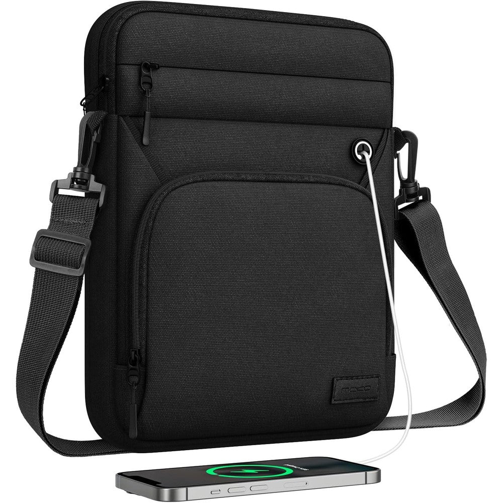 MoKo 9 To 11 Inch Tablet Sleeve Shoulder Bag With Detachable Strap And Headphone Port For iPad Air Pro And Galaxy Tab, Black
