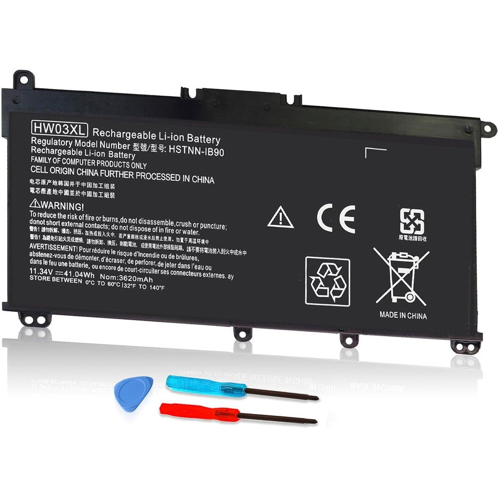 Emanjor HW03XL laptop battery replacement front view showing three cell configuration