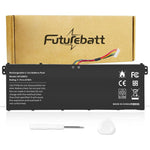 Futurebatt AP16M5J laptop battery front view showing the internal black casing and connection interface.