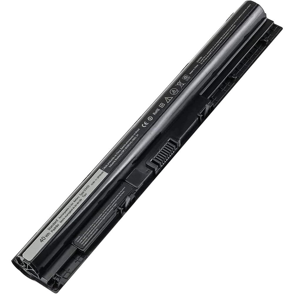Ymawetia M5Y1K replacement laptop battery front view showing the 4 cell alignment black finish.