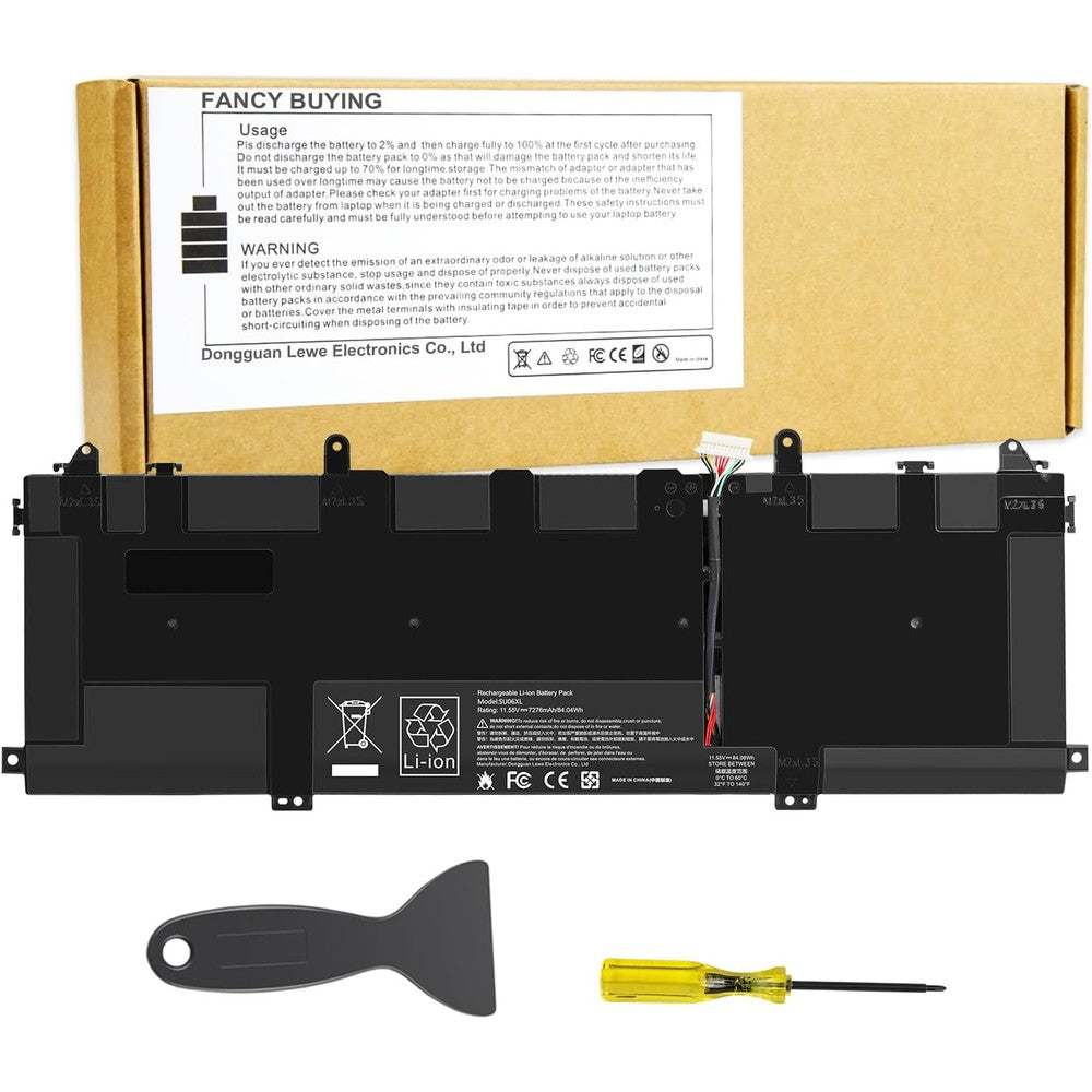 Fancy Buying SU06XL replacement laptop battery front view showing the six cell layout and connection cable.