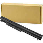 Wistar replacement laptop battery front view showcasing the sleek black casing and contact pins for notebook connection.