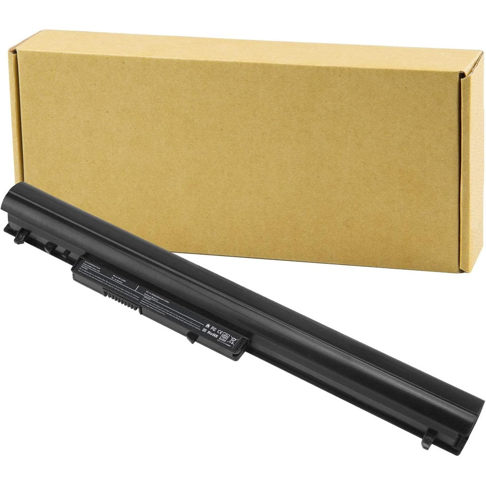 Wistar replacement laptop battery front view showcasing the sleek black casing and contact pins for notebook connection.