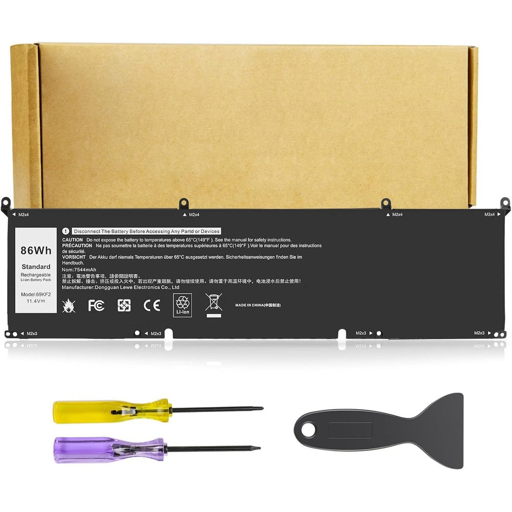 Wistar 69KF2 laptop battery front view showcasing the high capacity layout design