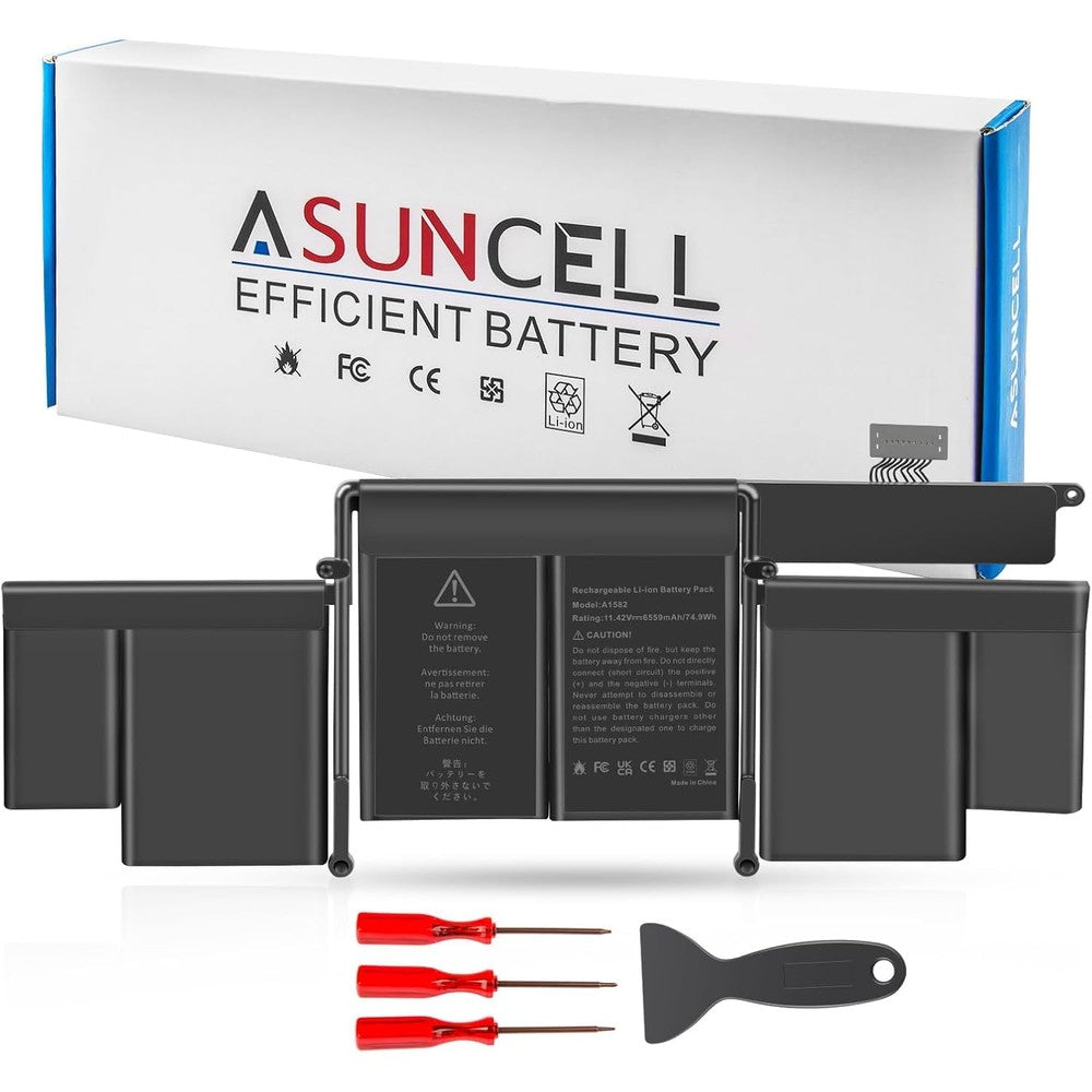 Wefly ASUNCELL A1502 A1582 laptop battery replacement front view showing internal six cell configuration