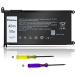 Easy Style WDX0R replacement laptop battery front view showcasing the sleek black protective outer casing and precise contact pin connector layout.