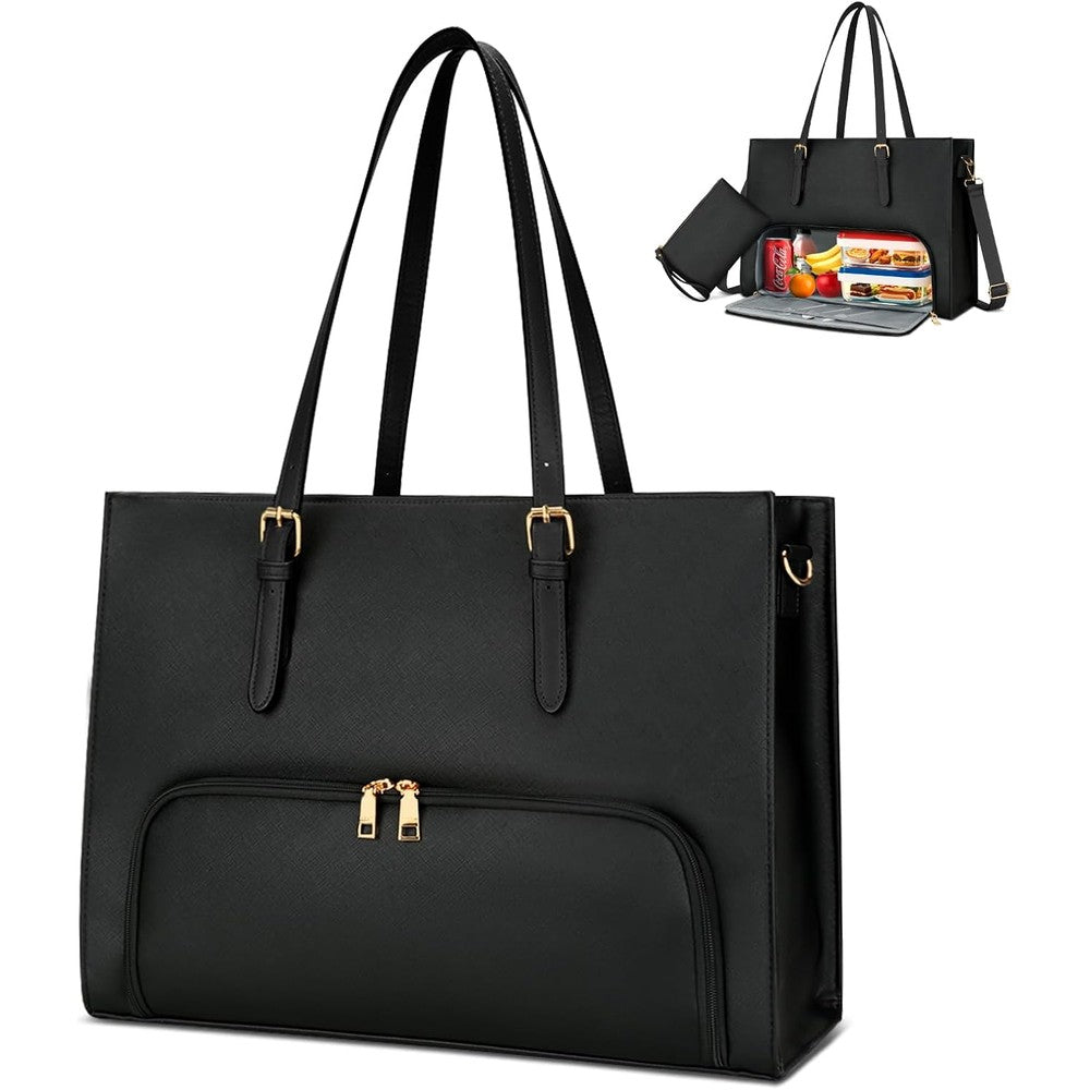 KKXIU lunch tote bag for women showing the front view of the professional quilted work purse