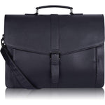 ESTARER men's leather briefcase 15.6 Inch laptop bag front view black