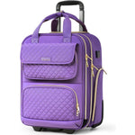 Arcoyard underseat carry on luggage with wheels purple front view showing premium design