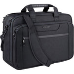 Kroser black expandable laptop briefcase front view