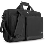 Solo New York Duane Hybrid Briefcase Backpack in black front view showing premium zipper compartments