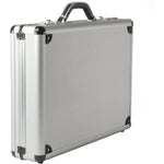 Alpine Swiss aluminum executive laptop briefcase front view in silver metal