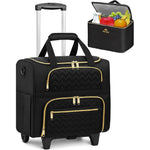 MATEIN rolling laptop bag for women front view in deep black color.