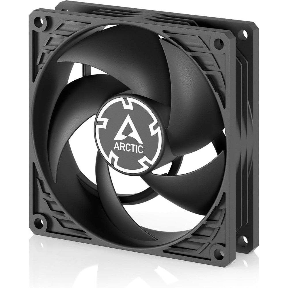 ARCTIC P9 Silent premium 92 millimeter computer case cooling fan front view showing black pressure-optimized blades.