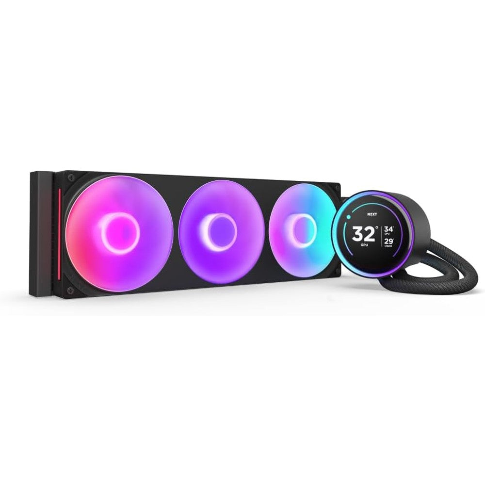 NZXT Kraken Elite 360 RGB 2024 - AIO CPU Liquid Cooler - 360mm Radiator - F360 RGB Core Fan - Customizable 2.72" IPS LCD - NZXT Turbine Pump - AMD® AM5, AM4 - Intel® LGA 1851/1700, 1200/115X - Black