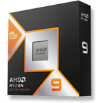 AMD Ryzen 9 9900X3D processor retail box packaging front view showing authentic vertical cache branding.
