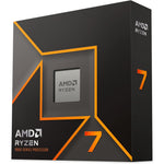 AMD Ryzen 7 9700X desktop processor box front view showing the sleek packaging.