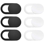 CAMeleon webcam cover sticker slide front view showing the sleek black ultra thin design on a laptop screen.