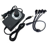 Tokatuker 12V PC Fan Speed Controller and power supply front view showing manual adjustment dial.