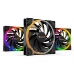 Be Quiet Light Wings 140mm ARGB cooling fan triple pack front view showing premium black frame and dual-ring lighting