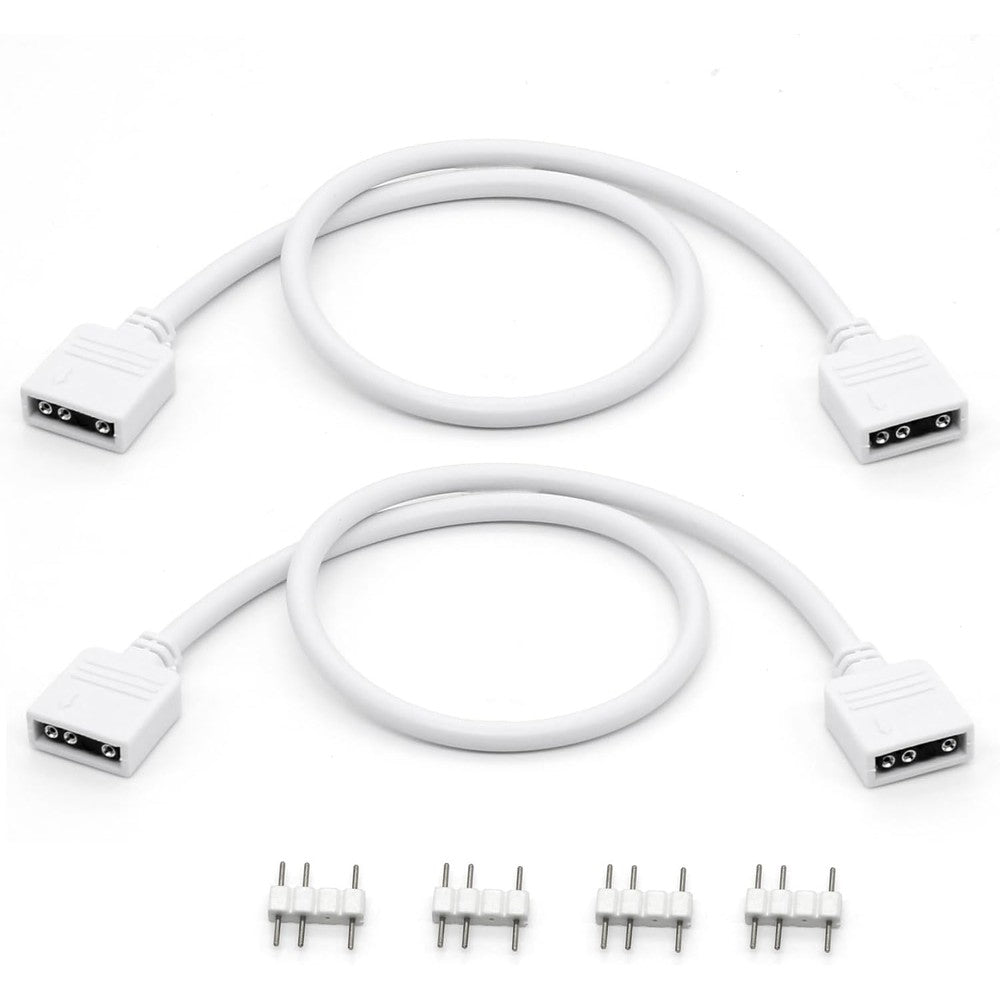 Jstincal 1-to-1 ARGB Extension Cable 2-pack premium white front view showing female connectors and copper core build.