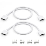 Jstincal 1-to-1 ARGB Extension Cable 2-pack premium white front view showing female connectors and copper core build.
