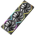 Jungle Leopard Galaxy 120mm computer case fan 3 pack front view showing interlocking modular design.