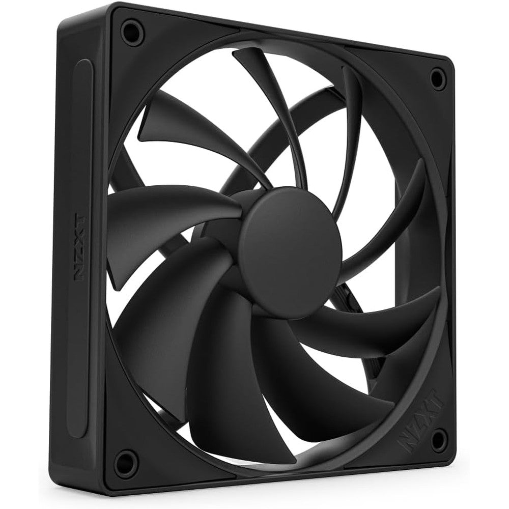 NZXT F120Q 120mm quiet airflow fan front view showing black sickle blades