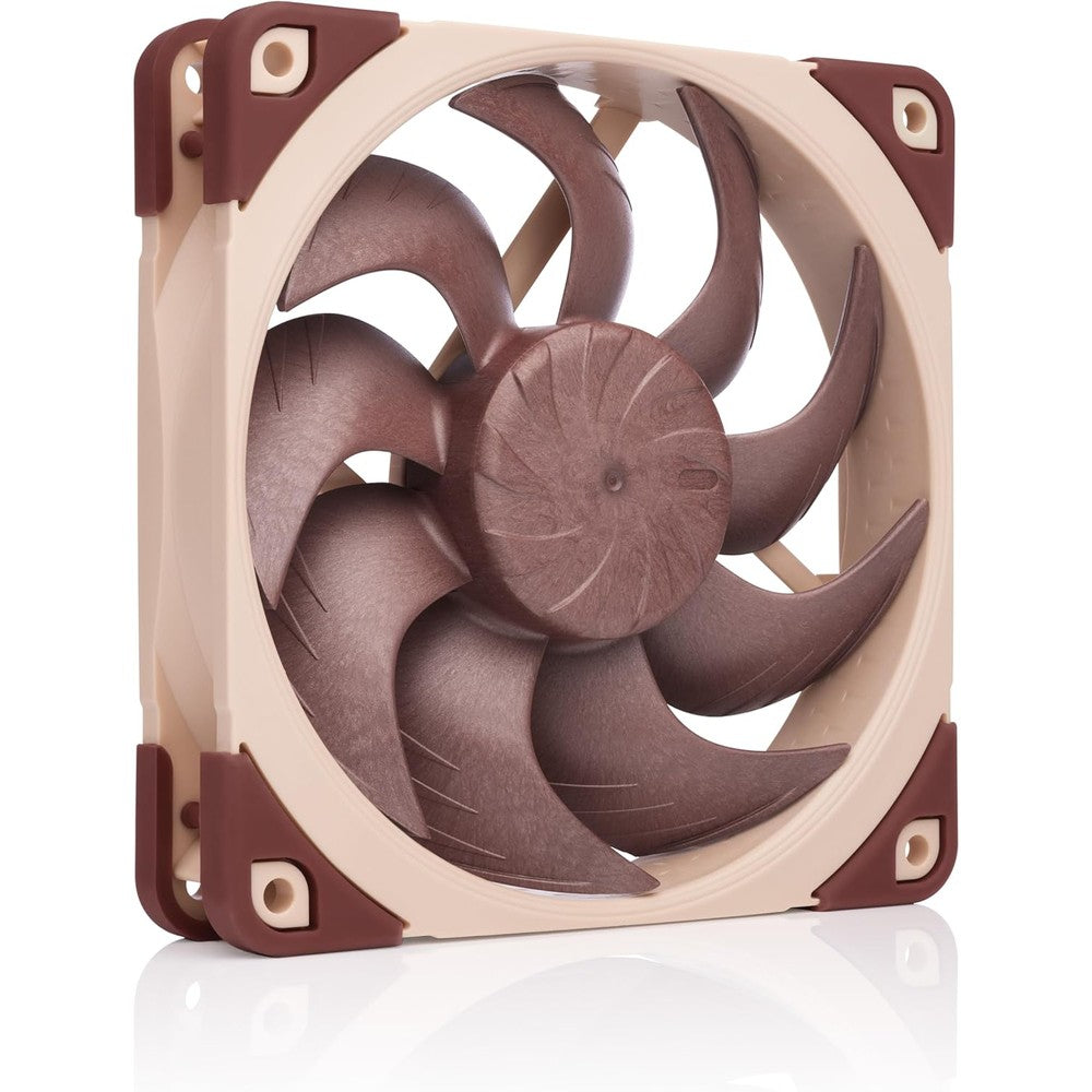 Noctua NF-A12x25 G2 PWM premium quiet 120mm PC fan front view showcasing brown Sterrox impeller