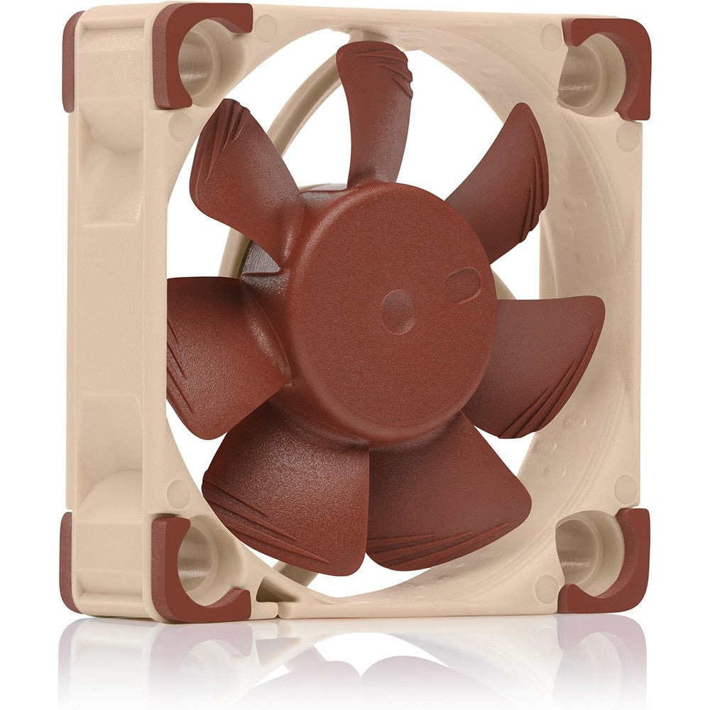 Noctua NF-A4x10 FLX premium quiet case fan front view showing distinct brown blades and anti-vibration pads.