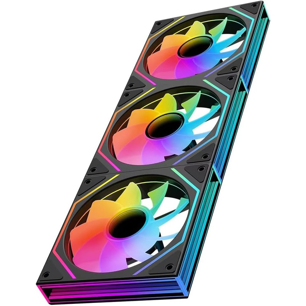 Jungle Leopard Prism6 MAX 120mm ARGB PC Case Fans front view displaying infinite mirror lighting.