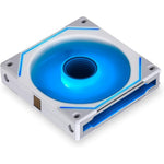 Lian Li UNI Fan SL Infinity 120mm triple pack white front view showing three premium interlocking computer case fans with addressable RGB lighting