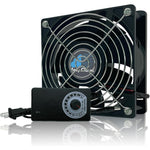 Easy Cloud 120 Millimeter computer fan with AC plug front view showcasing protective metal grill