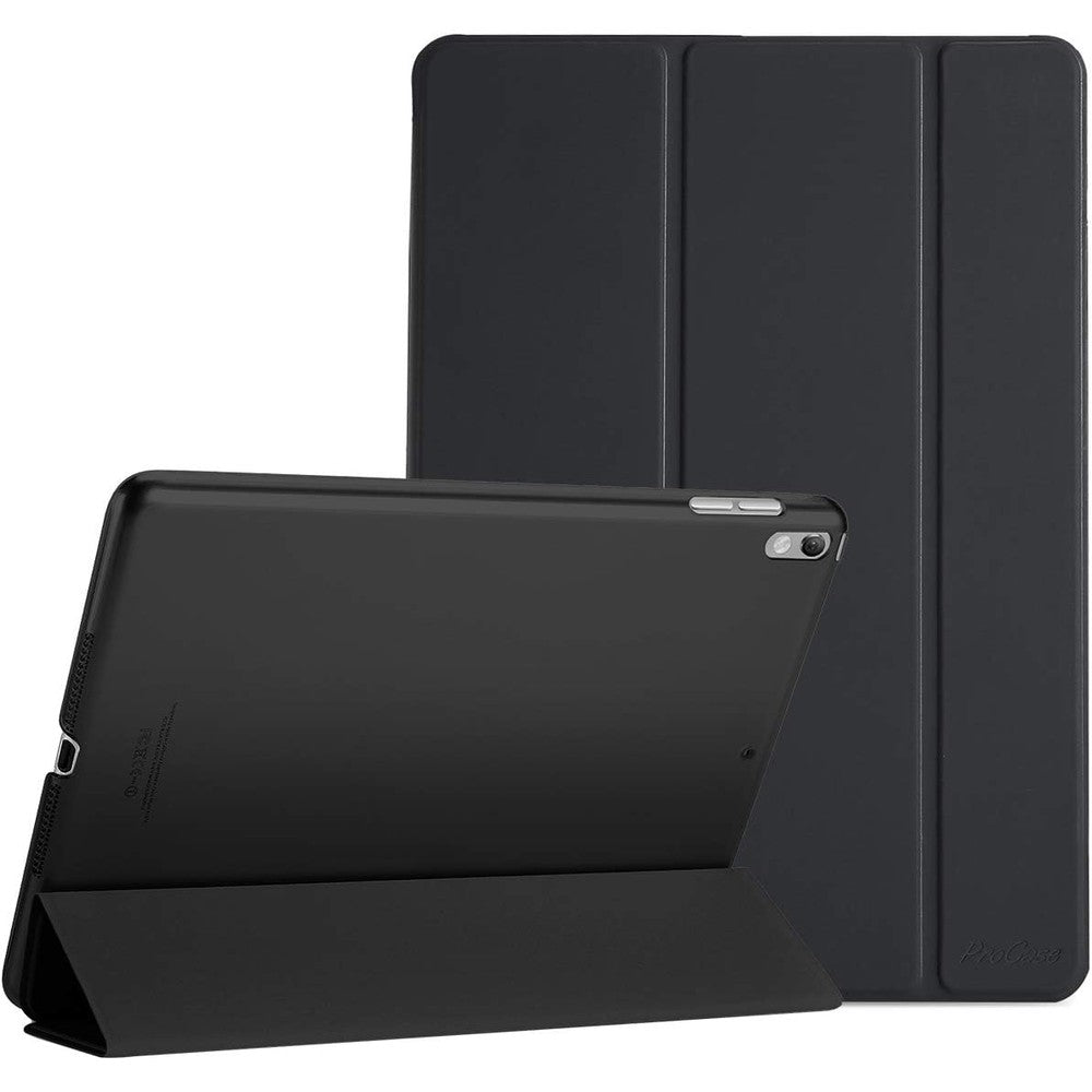 ProCase iPad Pro 10.5 Case in black showing a front view with a tri fold smart stand