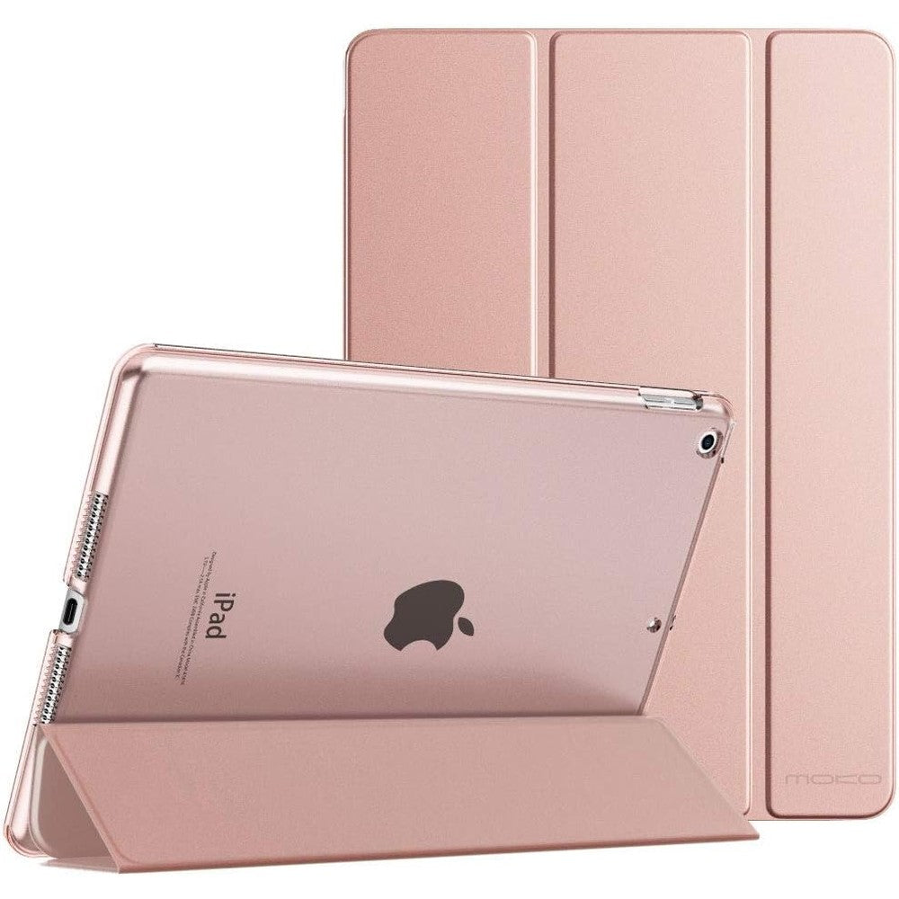 MoKo iPad 10.2 smart shell case rose gold front view