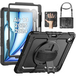 SEYMAC iPad Air 13 Inch M2 Case heavy duty protective armor cover front view showing built-in screen protector