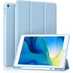 Akkerds iPad 10.2 protective case sky blue front view showcasing smart trifold cover design