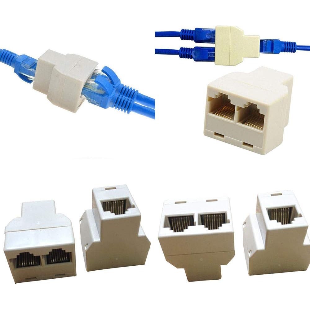 VizGiz RJ45 splitter connector adapter 4 pack front view