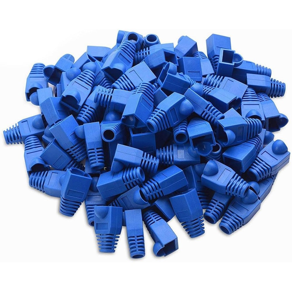 YIOVVOM soft plastic ethernet rj45 connector boots front view showing blue strain relief covers for network cables.