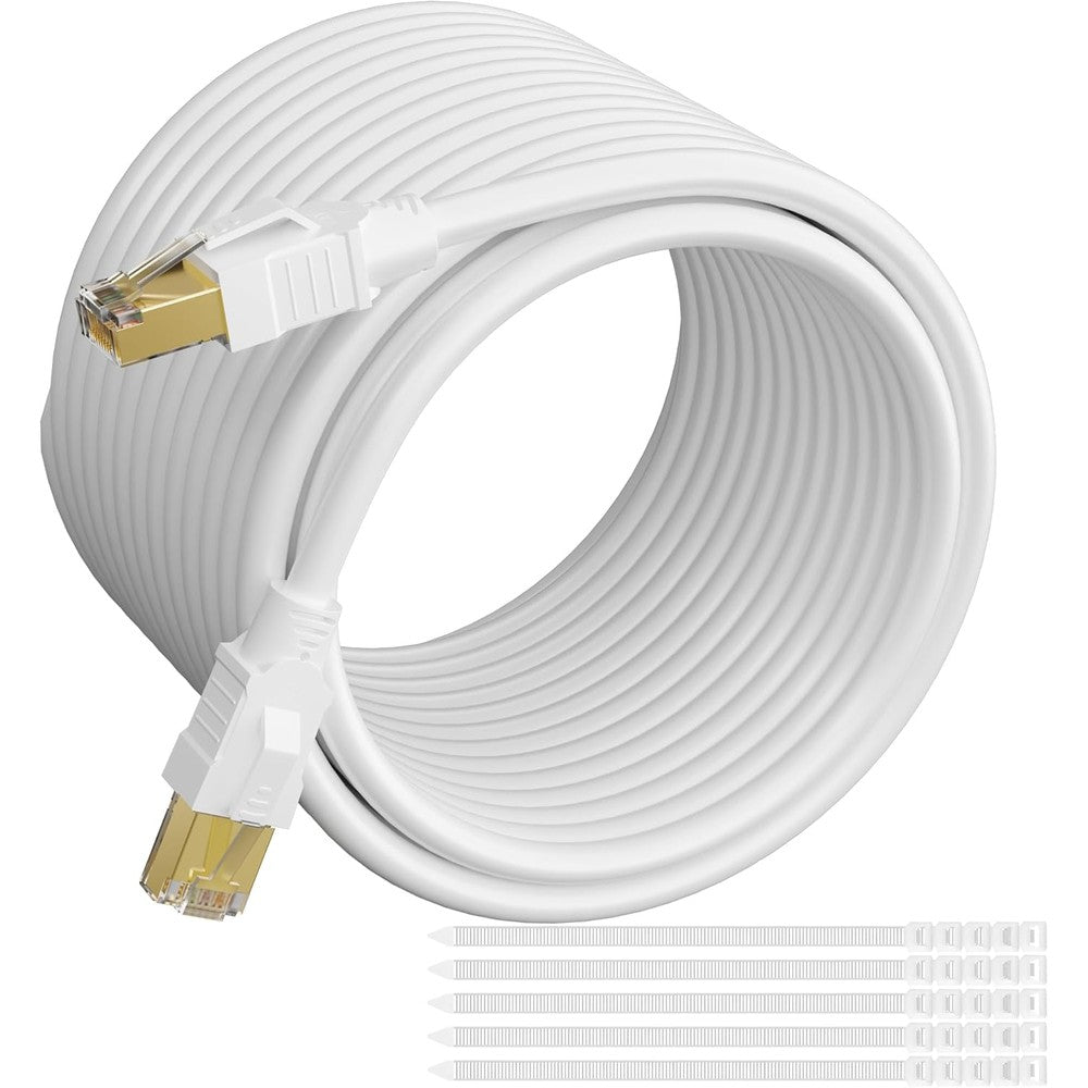 Elecan Cat 7 Ethernet Cable 125 feet white front view