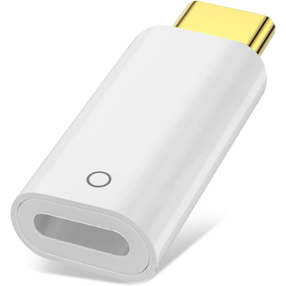 Jadebones USB-C to Apple Pencil first generation adapter front view showing sleek white metallic connector.