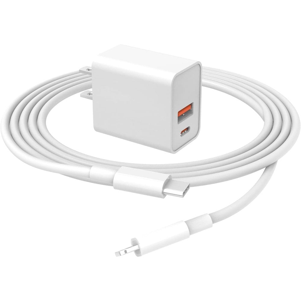 Vicgee 20W fast charger front view showing dual USB ports