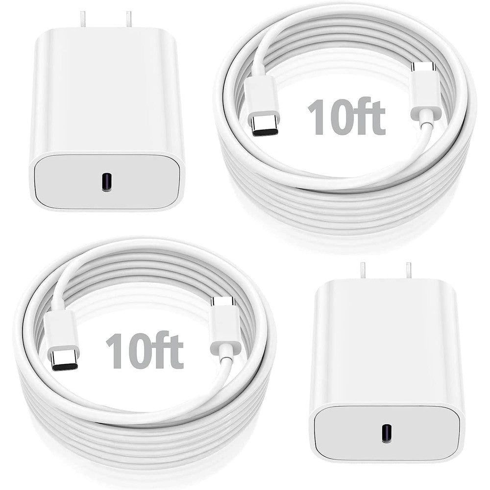 Sunrson 20W USB C iPad fast charger front view with white wall adapter block