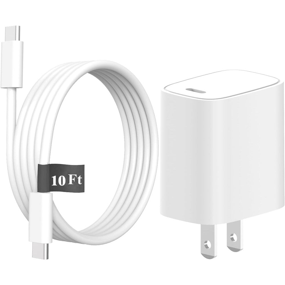 Defydayer 30W Super Fast Charger front view showing white wall adapter and coiled USB Type C cable