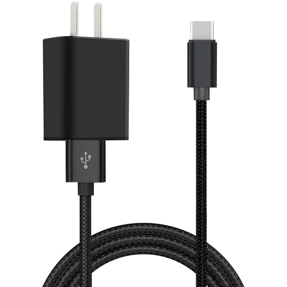 Accessonico Fire TV Stick replacement charger cord front view showcasing the wall adapter and braided cable.