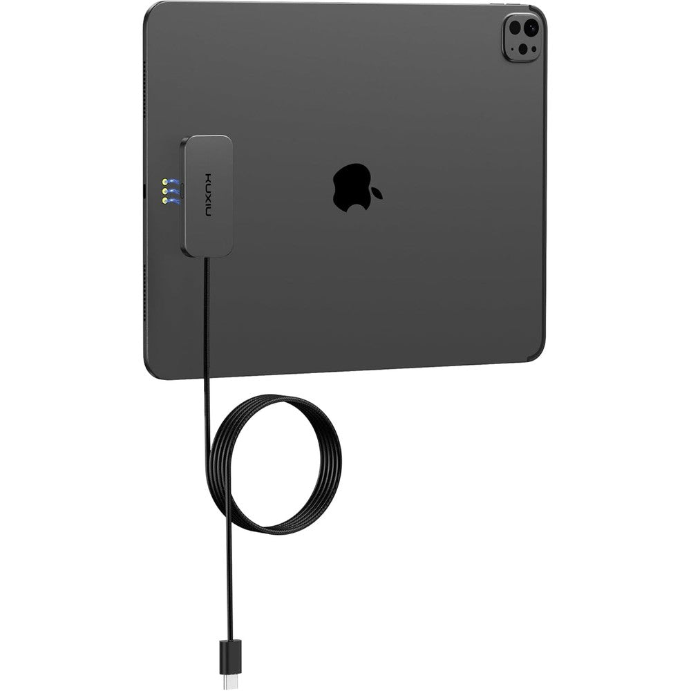 KU XIU magnetic wireless charger front view showing the smart connector pins and slim profile.